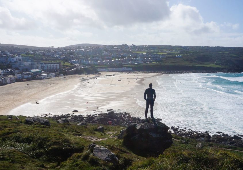 Blick auf Portmoer Beach von the island